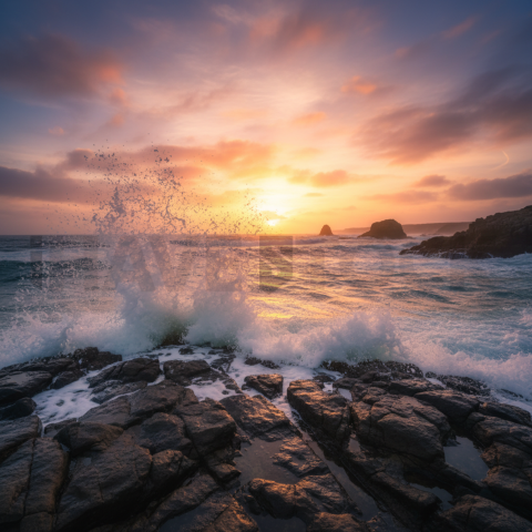 Waves Crashing On Rocks   Beaches & Oceans N&L OCN 0050 N&L OCN 0041 N&L OCN 0050