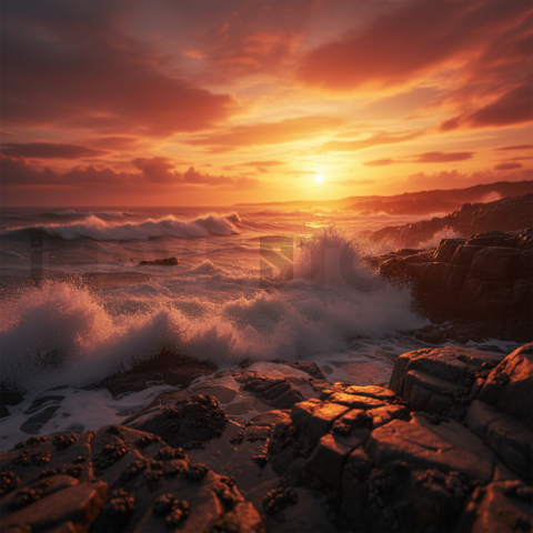 Waves Crashing On Rocks   Beaches & Oceans N&L OCN 0051 N&L OCN 0040 N&L OCN 0051