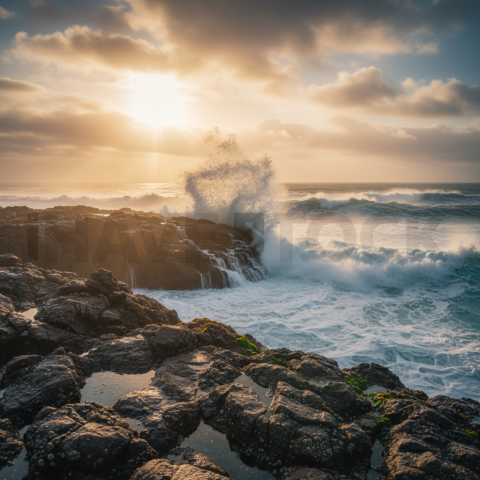 Waves Crashing On Rocks   Beaches & Oceans N&L OCN 0062 N&L OCN 0029 N&L OCN 0062