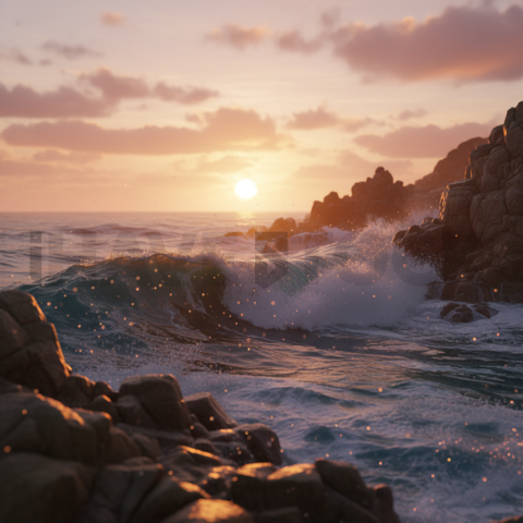 Waves Crashing On Rocks   Beaches & Oceans N&L OCN 0078 N&L OCN 0013 N&L OCN 0078