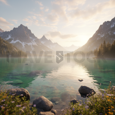 Emerald Lake With Sunlight   Lakes & Rivers N&L RVS 0036