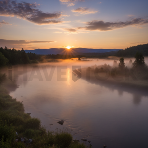 Fog Over Calm River   Lakes & Rivers N&L RVS 0030