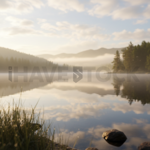 Peaceful Lakeside Morning   Lakes & Rivers N&L RVS 0074