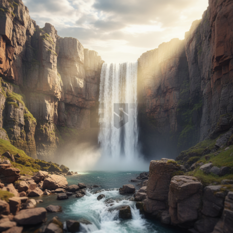 Waterfall In Rocky Canyon   Lakes & Rivers N&L RVS 0018