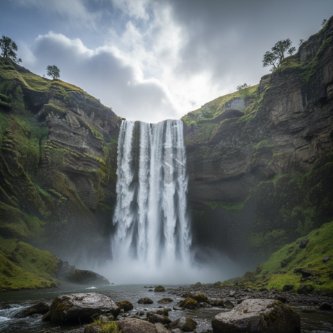 Waterfall In Rocky Canyon   Lakes & Rivers N&L RVS 0031