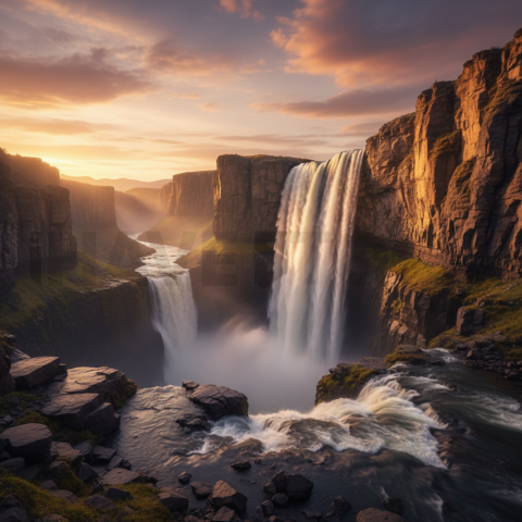 Waterfall In Rocky Canyon   Lakes & Rivers N&L RVS 0091