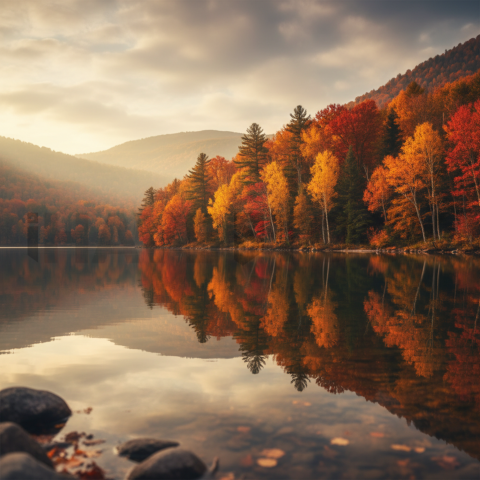Autumn Lake Reflection   Lakes & Rivers N&L RVS 0006