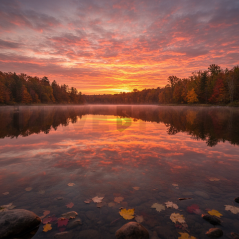 Autumn Lake Reflection   Lakes & Rivers N&L RVS 0015