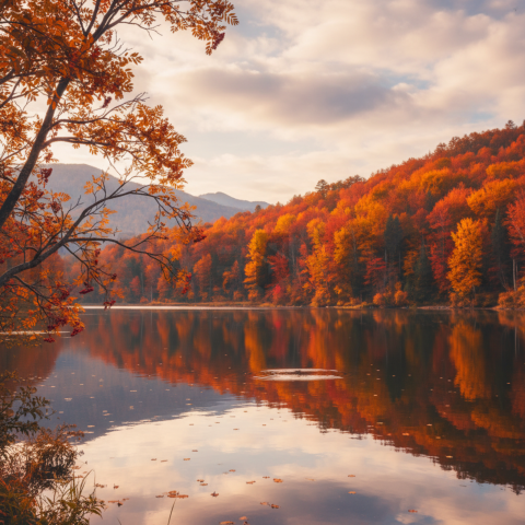 Autumn Lake Reflection   Lakes & Rivers N&L RVS 0029