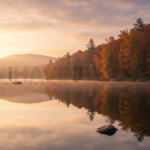 Autumn Lake Reflection   Lakes & Rivers N&L RVS 0050