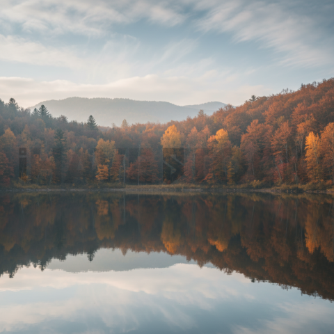 Autumn Lake Reflection   Lakes & Rivers N&L RVS 0087