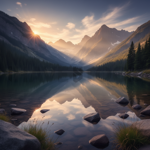 Mountain Lake Reflection   Mountains & Valleys N&L VAL 0018