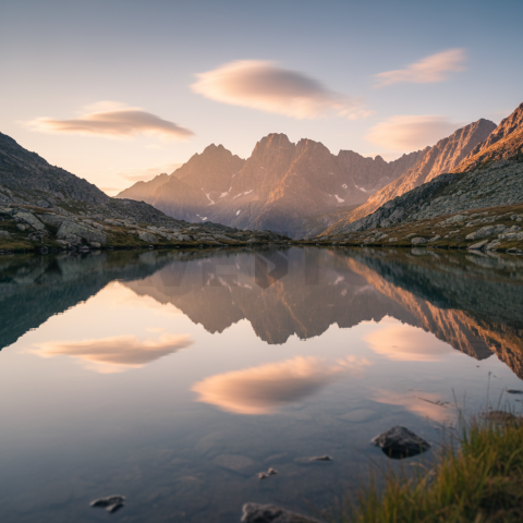 Mountain Lake Reflection   Mountains & Valleys N&L VAL 0026