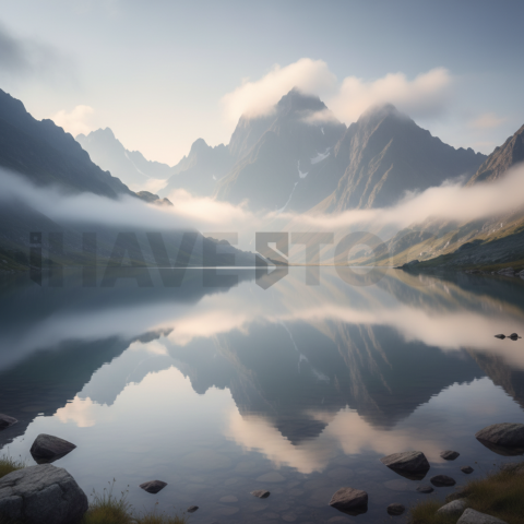 Mountain Lake Reflection   Mountains & Valleys N&L VAL 0033
