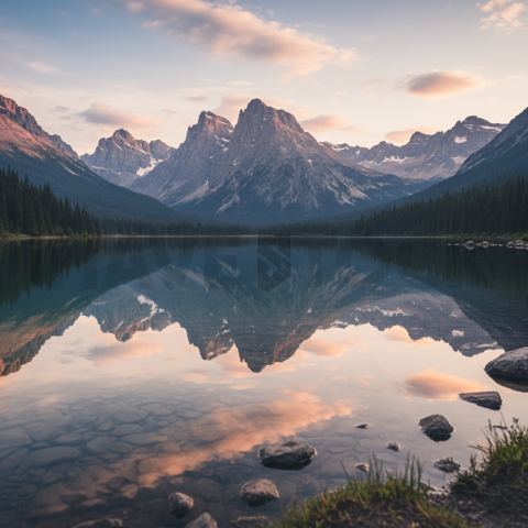 Mountain Lake Reflection   Mountains & Valleys N&L VAL 0020