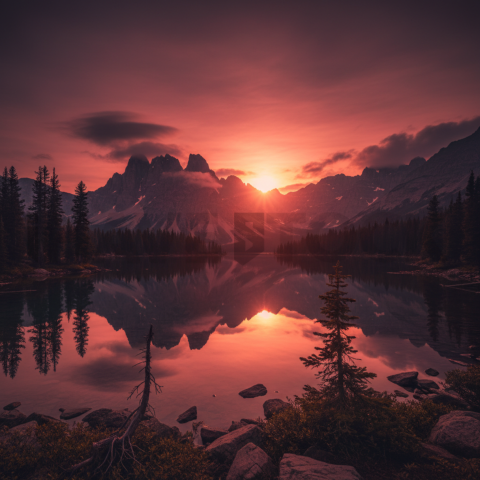 Mountain Lake Reflection   Mountains & Valleys N&L VAL 0048