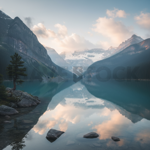 Mountain Lake Reflection   Mountains & Valleys N&L VAL 0060