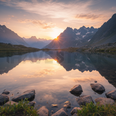 Mountain Lake Reflection   Mountains & Valleys N&L VAL 0068