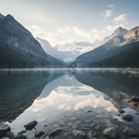 Mountain Lake Reflection   Mountains & Valleys N&L VAL 0077