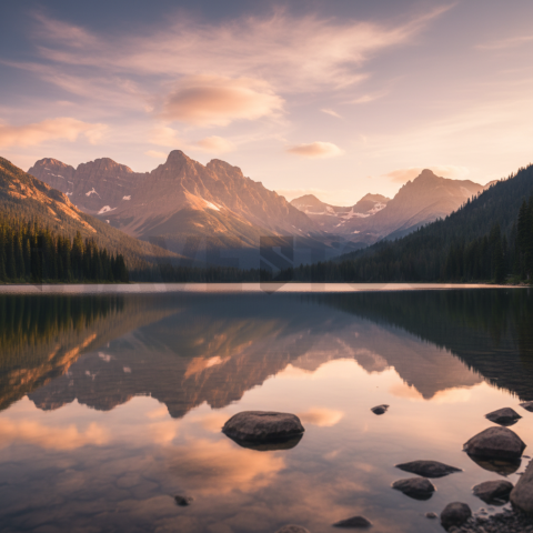 Mountain Lake Reflection   Mountains & Valleys N&L VAL 0074