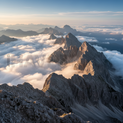 Rocky Peaks Above The Clouds   Mountains & Valleys N&L VAL 0063