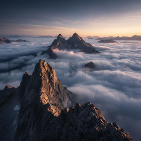 Rocky Peaks Above The Clouds   Mountains & Valleys N&L VAL 0078