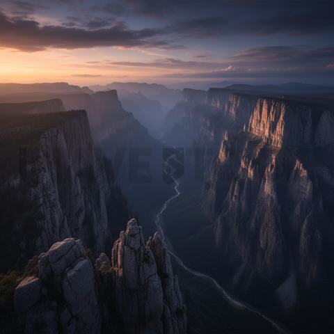 Steep Cliffs At Dusk   Mountains & Valleys N&L VAL 0047