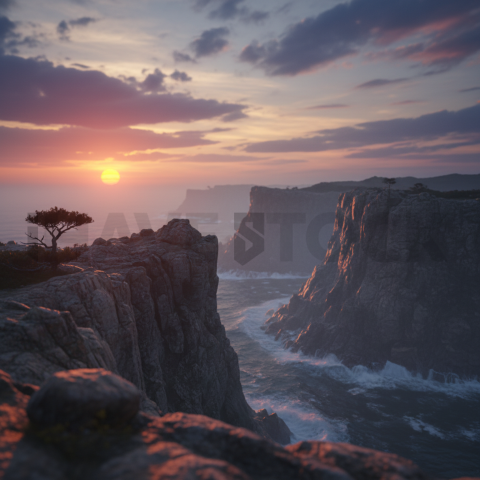 Steep Cliffs At Dusk   Mountains & Valleys N&L VAL 0067