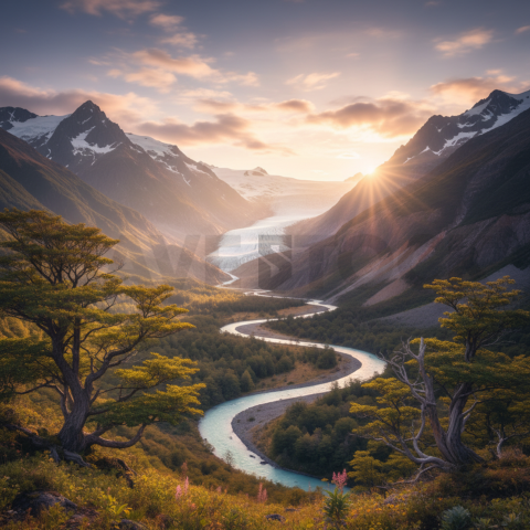 Glacial Valley Landscape   Mountains & Valleys N&L VAL 0044