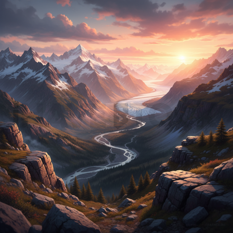 Glacial Valley Landscape   Mountains & Valleys N&L VAL 0065