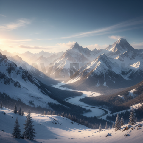 Majestic Snow Capped Mountain Range   Mountains & Valleys N&L VAL 0011