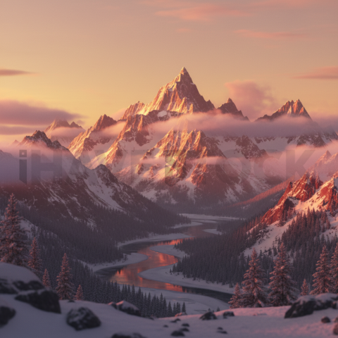 Majestic Snow Capped Mountain Range   Mountains & Valleys N&L VAL 0053