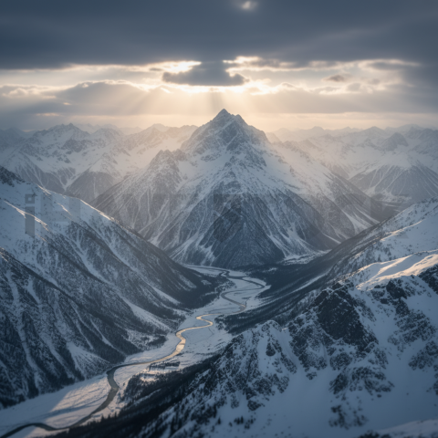 Majestic Snow Capped Mountain Range   Mountains & Valleys N&L VAL 0039