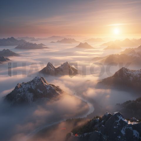 Misty Valley At Sunrise   Mountains & Valleys N&L VAL 0009