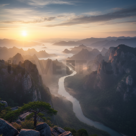 Misty Valley At Sunrise   Mountains & Valleys N&L VAL 0016