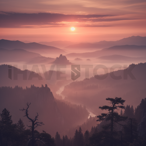 Misty Valley At Sunrise   Mountains & Valleys N&L VAL 0023