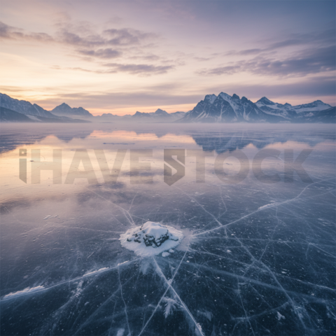 Frozen Lake Reflection   Winter & Snow N&L SNW 0011