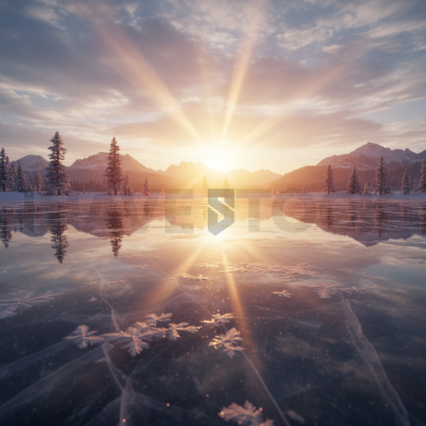 Frozen Lake Reflection   Winter & Snow N&L SNW 0049