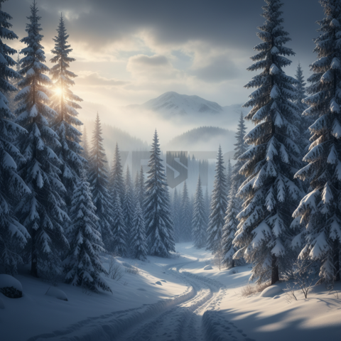 Snowy Pine Forest   Winter & Snow N&L SNW 0082