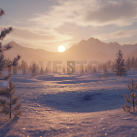 Sunset Light On Snowfield   Winter & Snow N&L SNW 0002