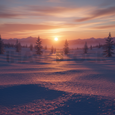 Sunset Light On Snowfield   Winter & Snow N&L SNW 0015