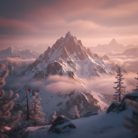 Winter Mountain Peak   Winter & Snow N&L SNW 0051