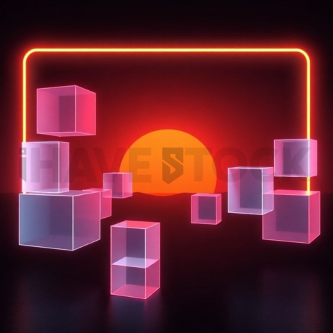 Social Media Carousel Template Floating Blocks Carousel Neon Futuristic Glow carousel 500