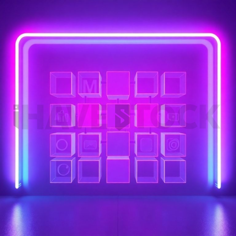 Social Media Carousel Template Business Grid Carousel Neon Futuristic Glow carousel 258