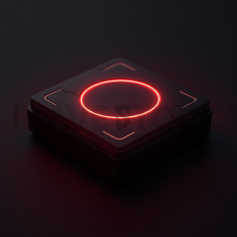 Holographic CTA Button Red Neon Medium Glow Dark CTA Button 2025 – 8K UI Element