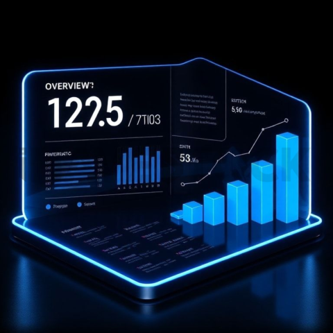 Stats Overview Card Blue Electric Ultra Glow Dark UI Card 2025 – 8K