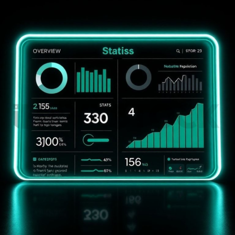 Stats Overview Card Emerald Soft Glow Dark UI Card 2025 – 8K