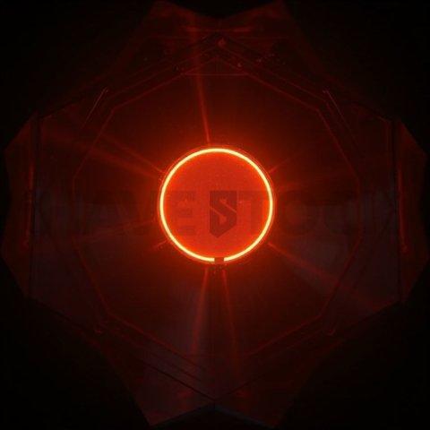 AI Core Holographic Element Amber Glow 2025 – 8K Minimal Black UI Mockup