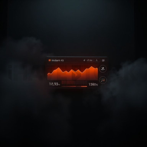 Dark Floating Dashboard Widget Amber Glow 2025 – 8K Minimal Black UI Mockup