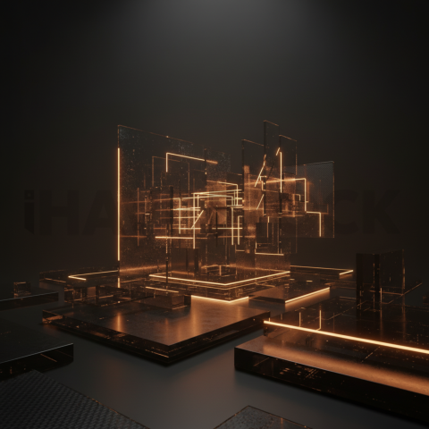 Advanced Data Graph UI Render Amber Glow 2025 – 8K Minimal Black UI Mockup